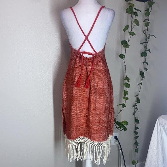 Jaline Women's Red Ana Maria Handwoven Backless A-Line Dress Size S Red - Picture 5 of 12